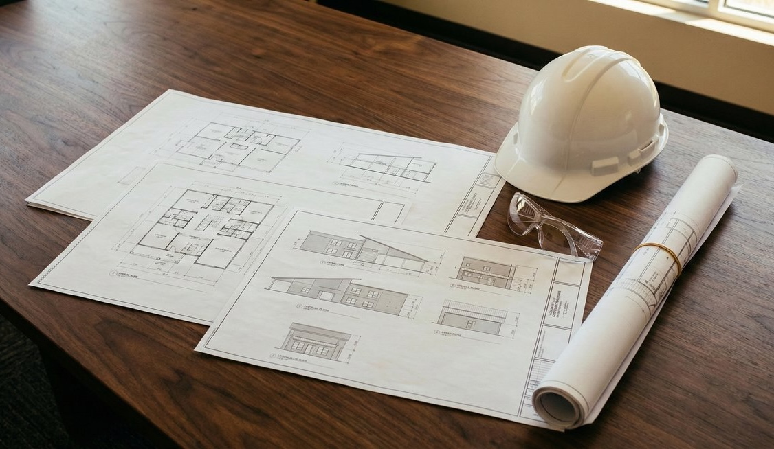 Construction blueprints and planning