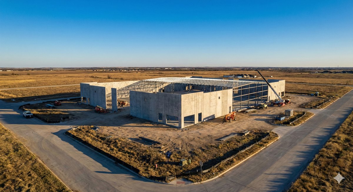 Tilt-up warehouse under construction